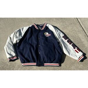Steve & Barry’s USA Eagle Varsity Jacket XXL Faux Leather Embroidered Flag
